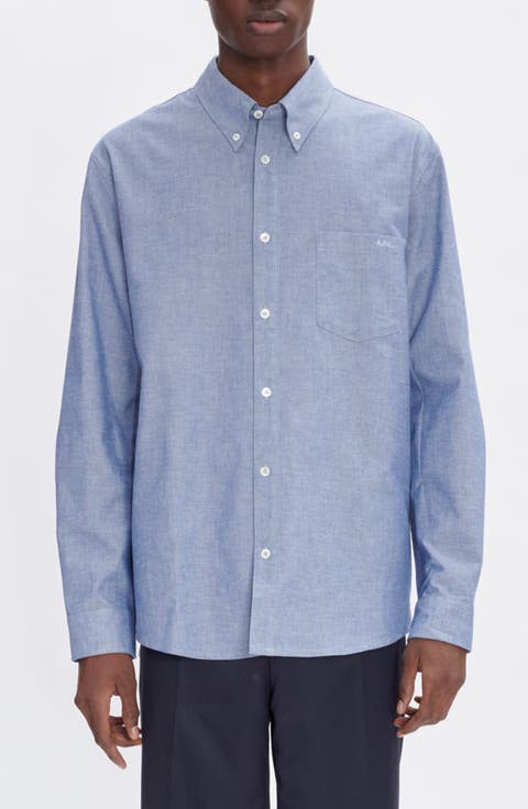Edouard Brodee Organic Cotton Button-Down Chambray Shirt
