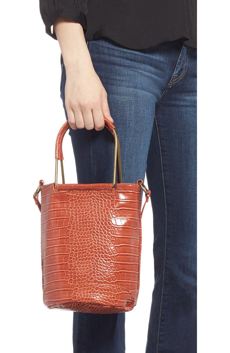 T-Shirt & Jeans Croc Embossed Faux Leather Tote, Alternate, color,