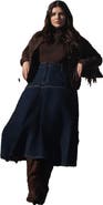 ELOQUII Denim Maxi Skirt With Seam Detail