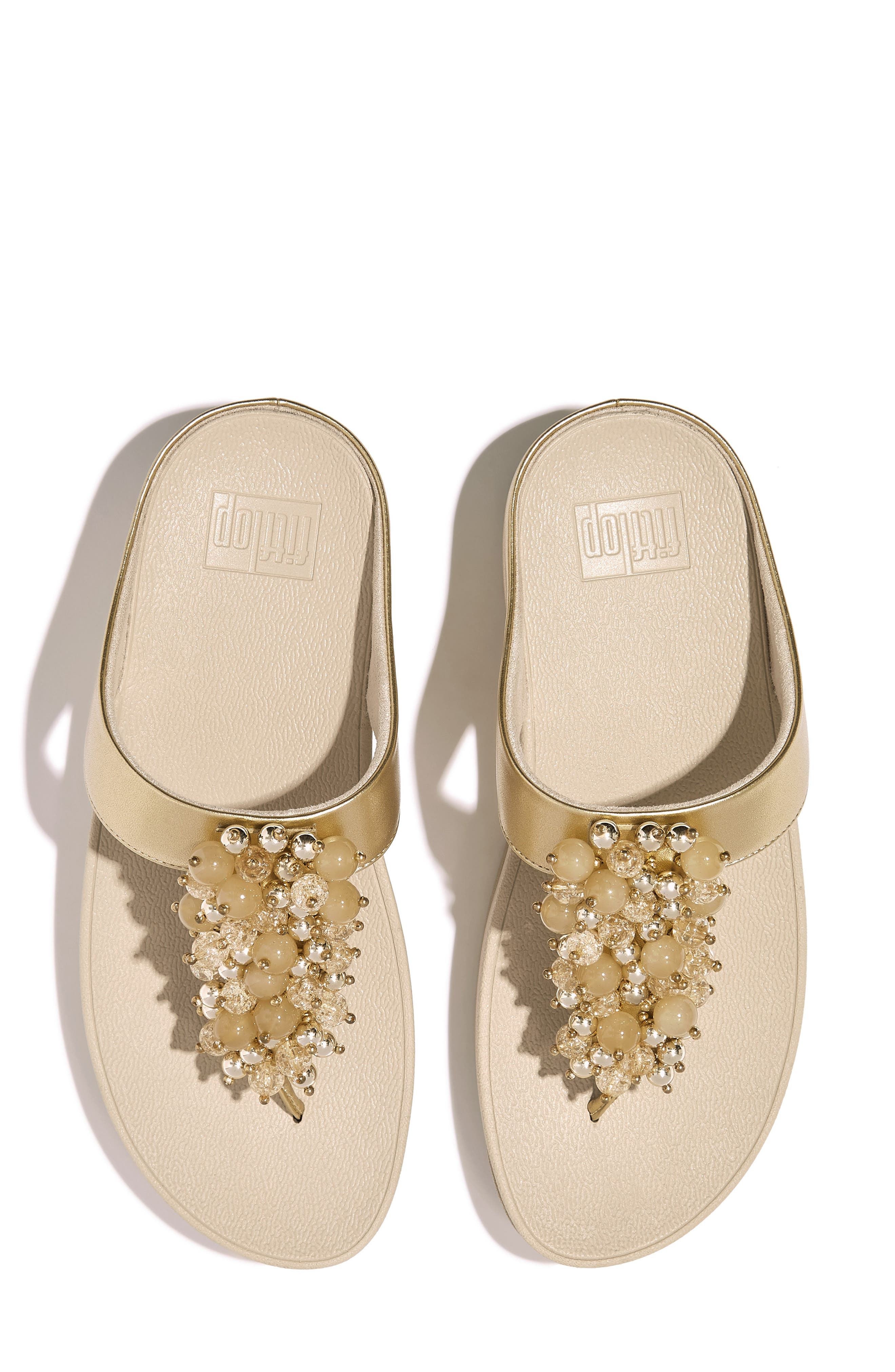 Fino Bauble Bead Flip Flop, Alternate, color, PLATINO