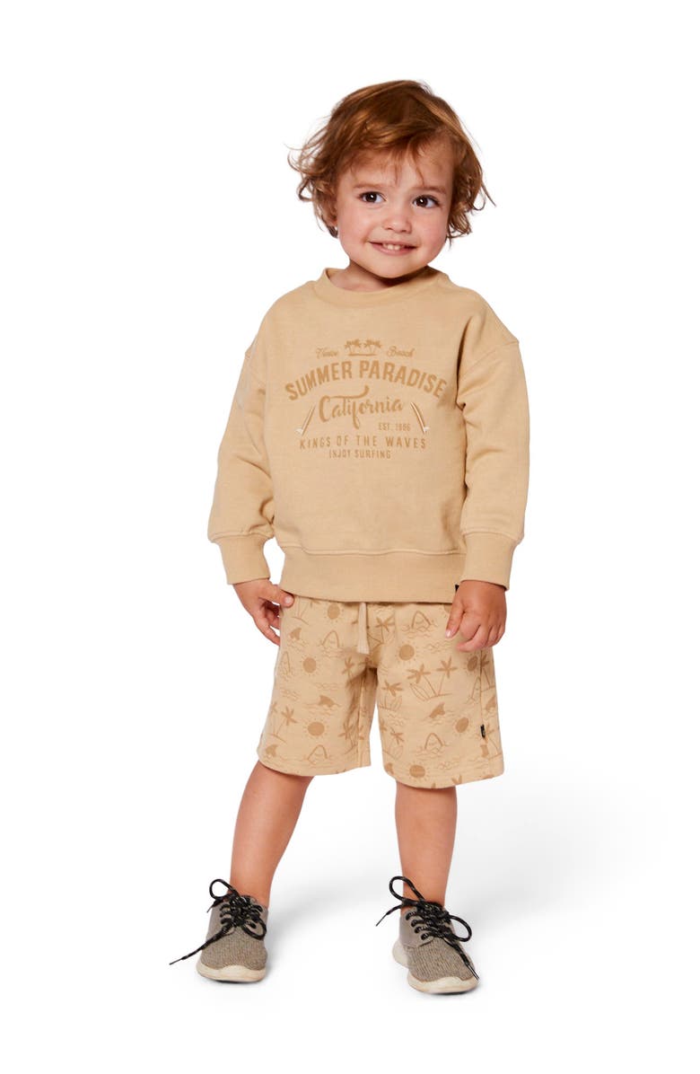 Deux par Deux Baby Boy's Printed French Terry Short Beige With Palm Trees, Alternate, color,