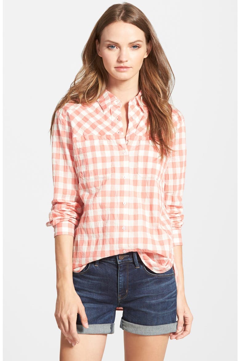 Gingham Shirt, Main, color, CORAL/ CREAM