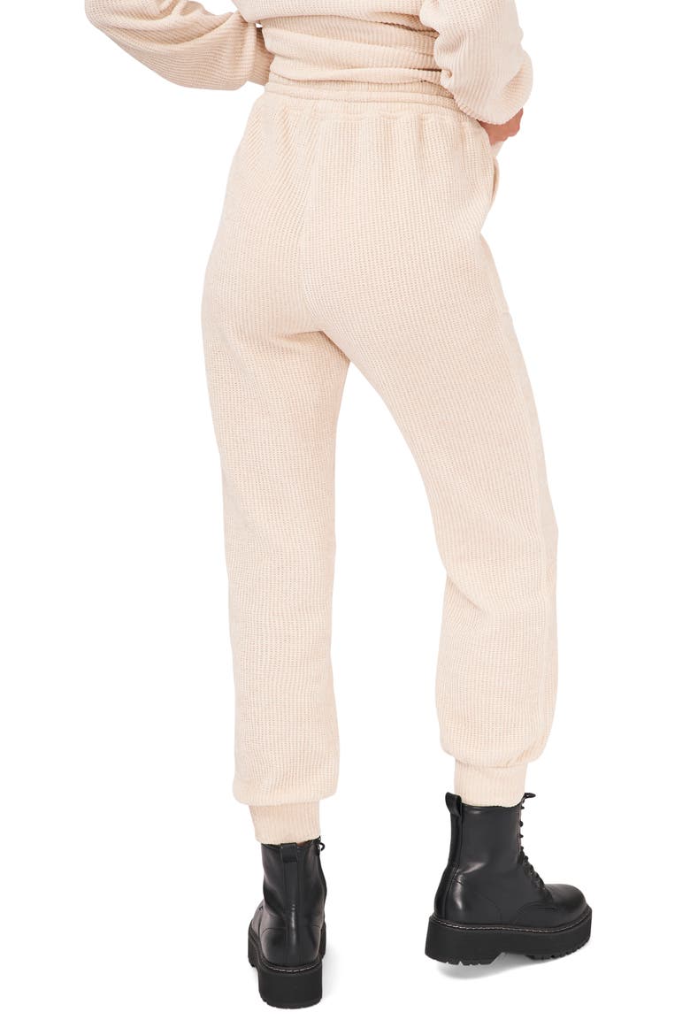 Tassel Tie Pocketed Waffle Knit Joggers, Alternate, color, SOFT ECRU