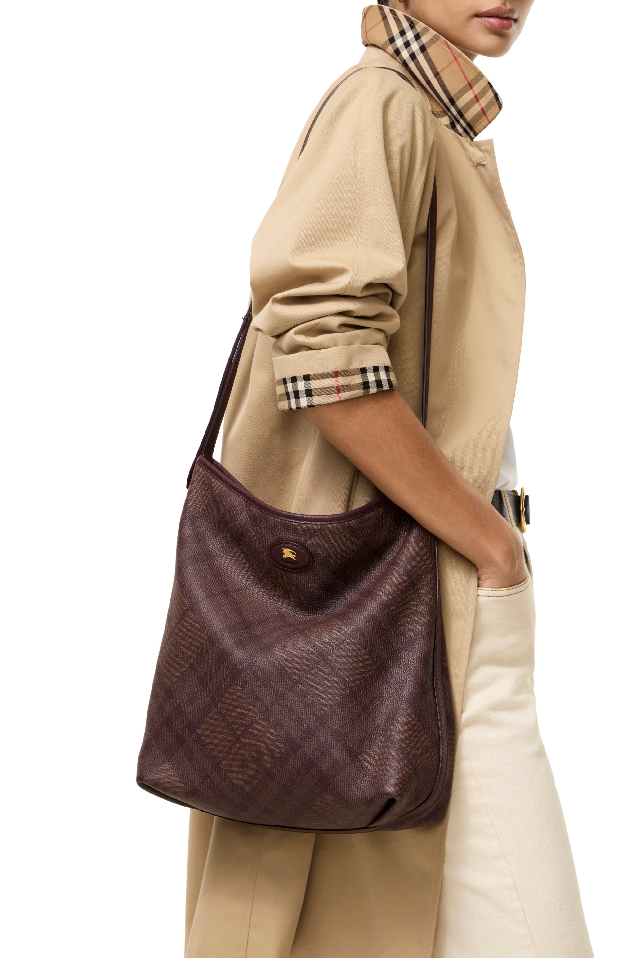Small Highlands Check Leather Shoulder Bag, Alternate, color, VINEYARD RED