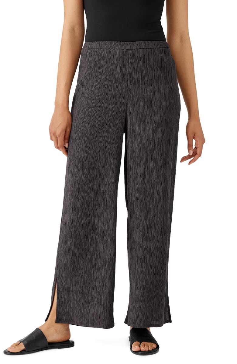 Eileen Fisher Slit Hem PlissÃ<sup>©</sup> Ankle Pants, Main, color, Taupe