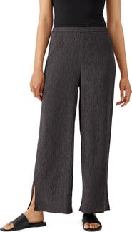 Eileen Fisher Slit Hem Plissé Ankle Pants
