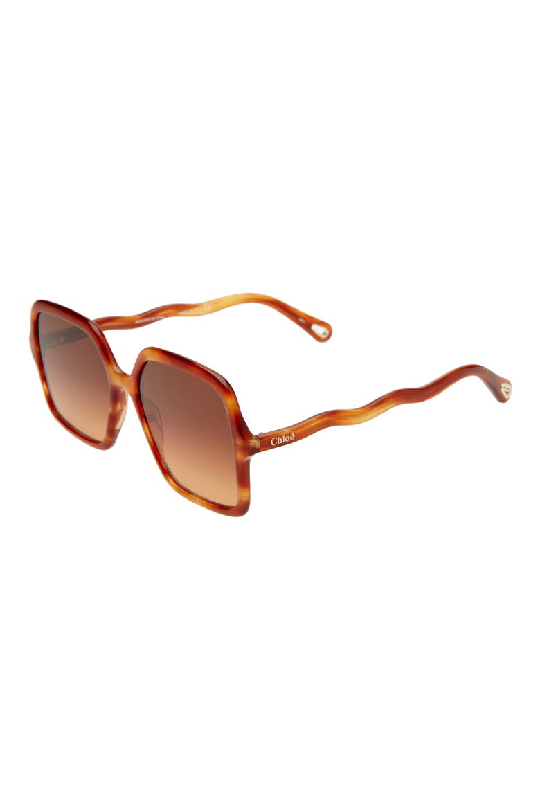 58mm Gradient Rectangular Sunglasses, Alternate, color, HAVANA
