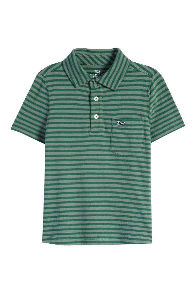 Kids' Island Stripe Pocket Polo, Main, color, SCHOONER STRIPE GREEN
