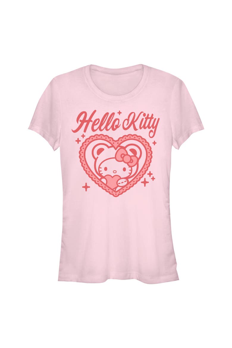 Junior's Cute Heart Short Sleeve Graphic T-Shirt, Main, color, Light Pink