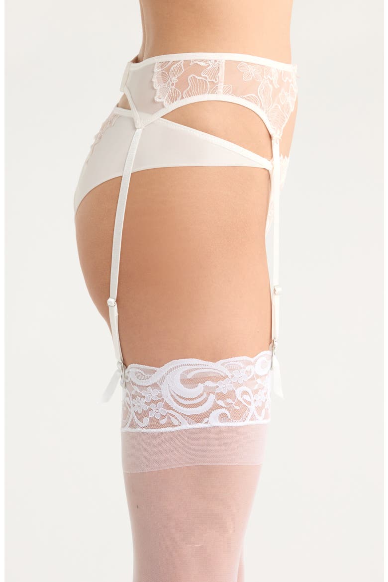 Lauren Embroidered Mesh Garter Belt, Alternate, color, SNOW WHITE