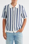 Wax London Porto Stripe Short Sleeve Cotton Blend Button-Up Shirt