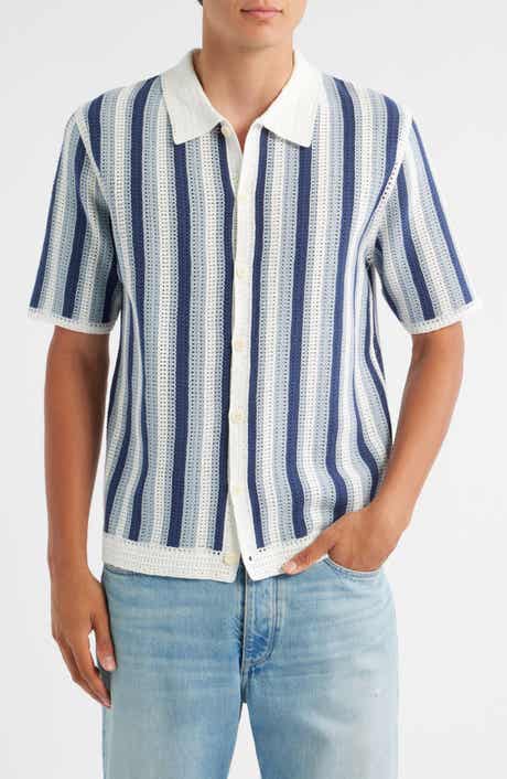 Wax London Porto Stripe Short Sleeve Cotton Blend Button-Up Shirt