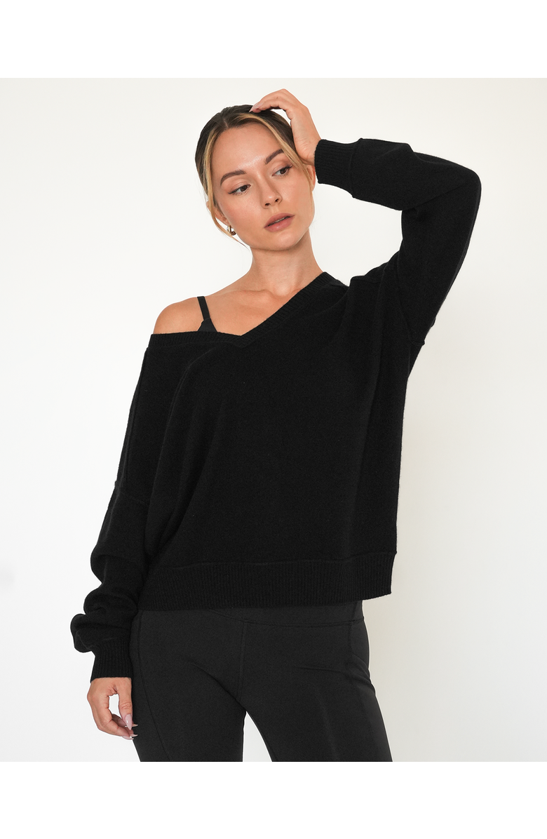 Rebody Active Nora V-Neck Cashmere Sweater, Alternate, color, Black