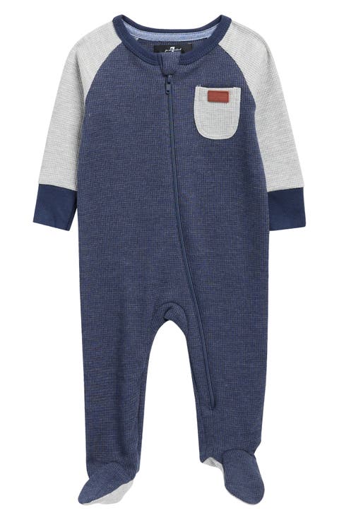 Raglan Waffle Knit Footie (Baby)