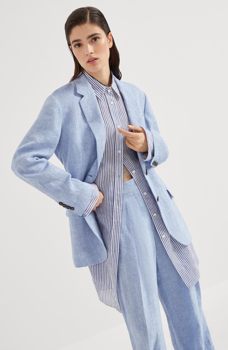 Brunello Cucinelli Sparkling canvas blazer, Alternate, color, 