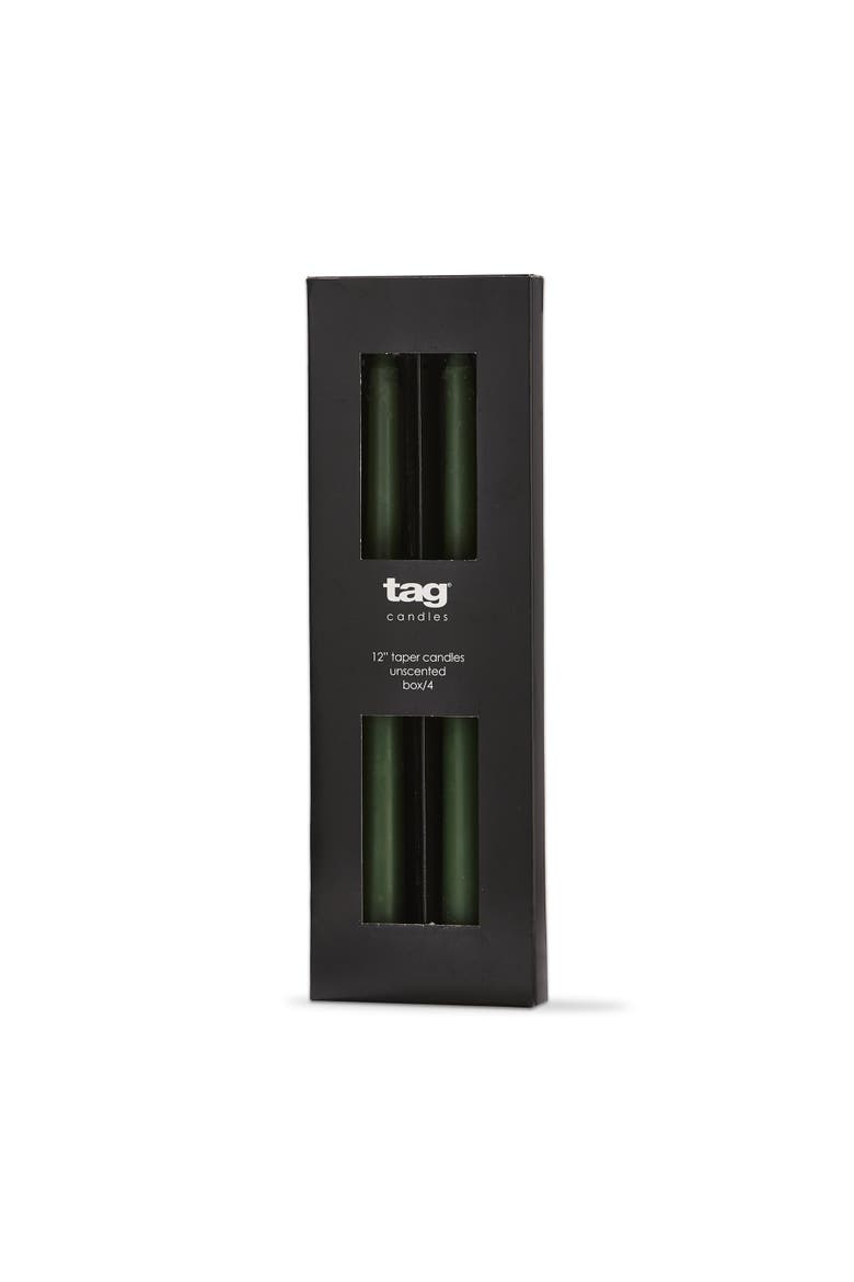 Color Studio Traditional Taper Candles Hunter Green Set of 4, Main, color, Green