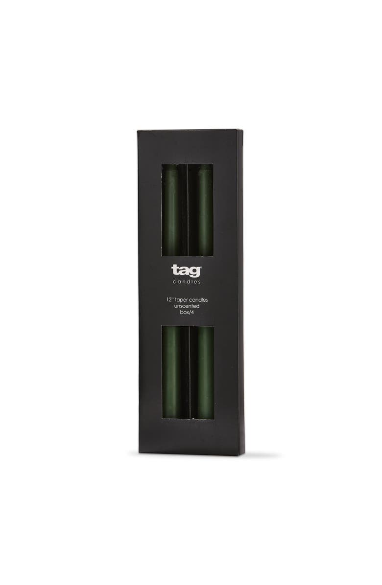 tag Color Studio Traditional Taper Candles Hunter Green Set of 4, Main, color, Green