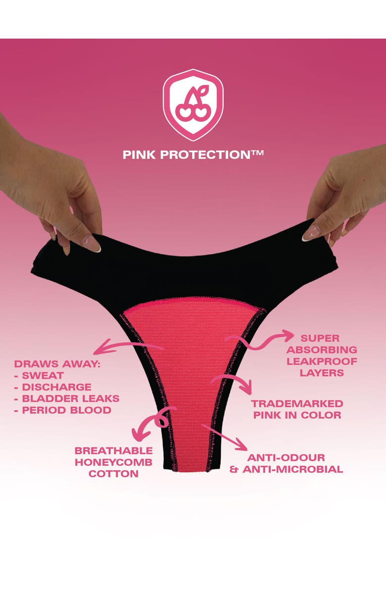 Cheeky Cherry 2-Pack Leakproof Period Pad Ultra Smooth Full Brief, Alternate, color, Onyx/Onyx