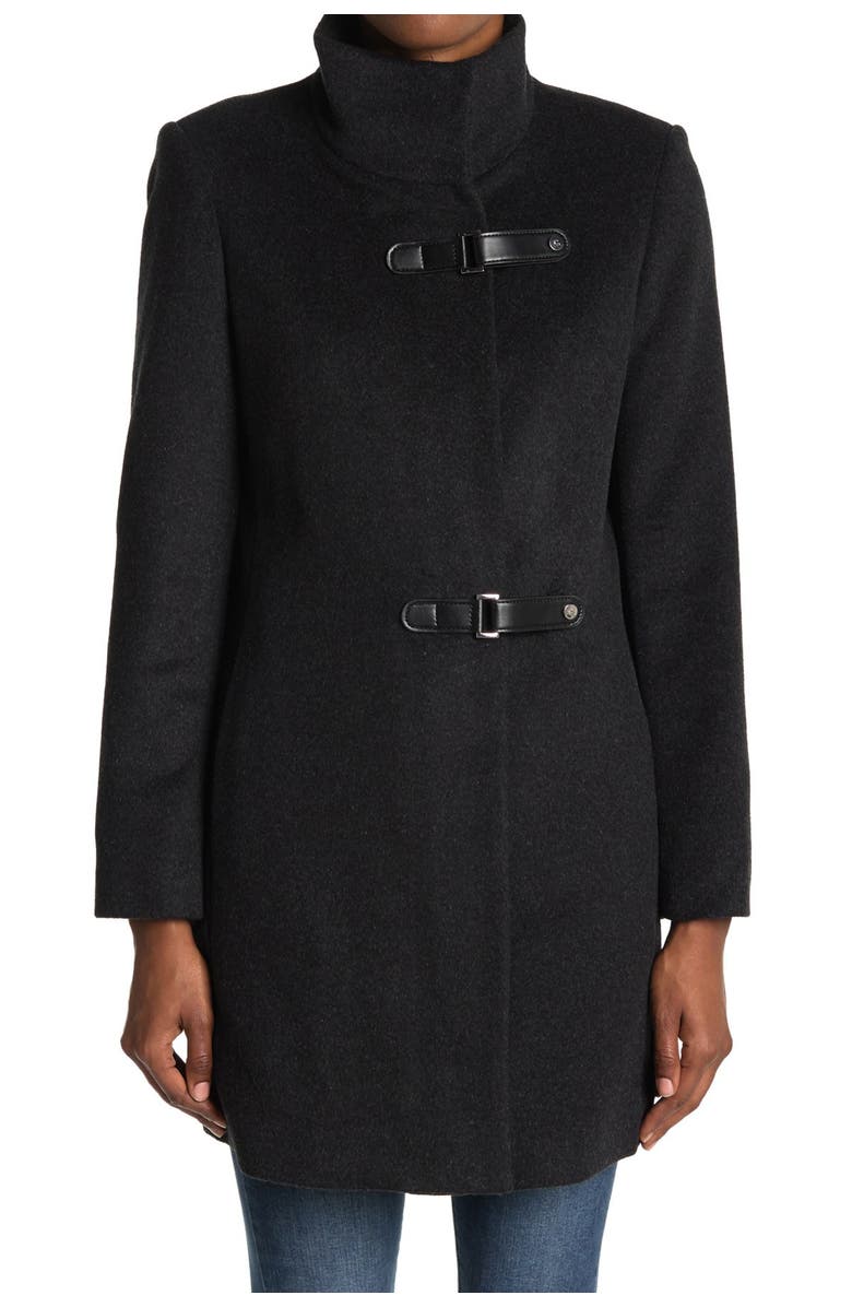 Lauren Ralph Lauren Tab Front Closure Wool Blend Coat, Alternate, color,