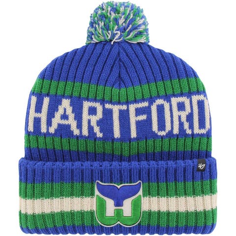 Men's '47 Blue Hartford Whalers Bering Cuffed Knit Hat with Pom