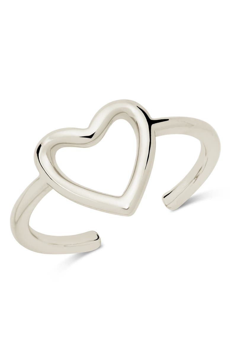 Sterling Forever Sterling Silver Open Heart Ring, Main, color, 