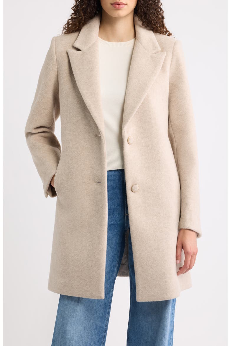 Notched Lapel Reefer Coat, Main, color, OATMEAL