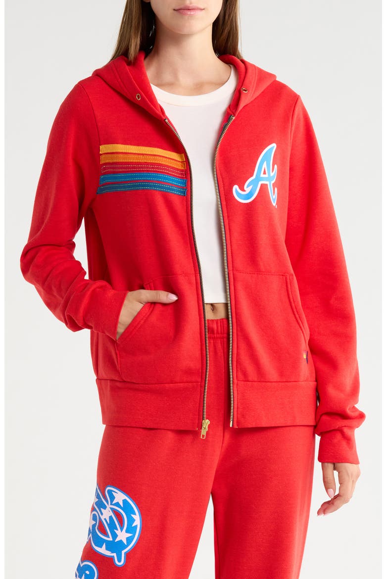 Atlanta Braves Full Zip Graphic Hoodie, Main, color, RED