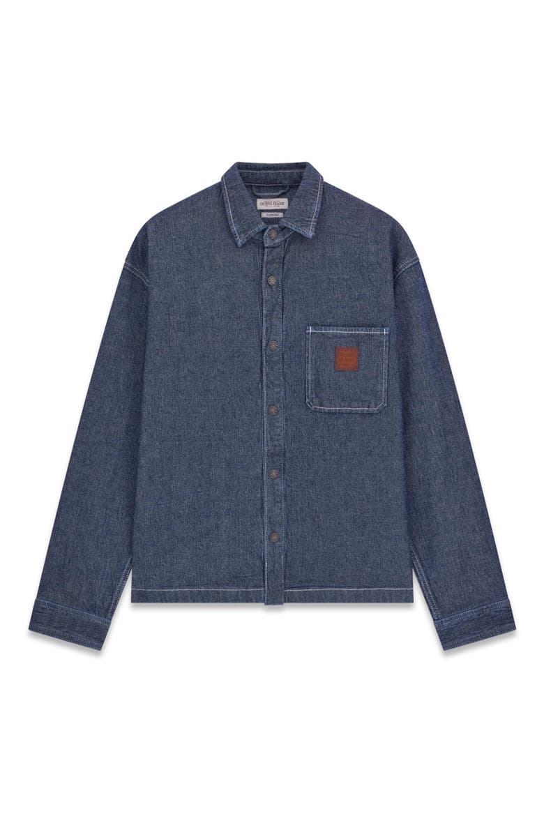 Oversize Cropped Long Sleeve Denim Shirt, Alternate, color, GJ INDIGO CANVAS WASH