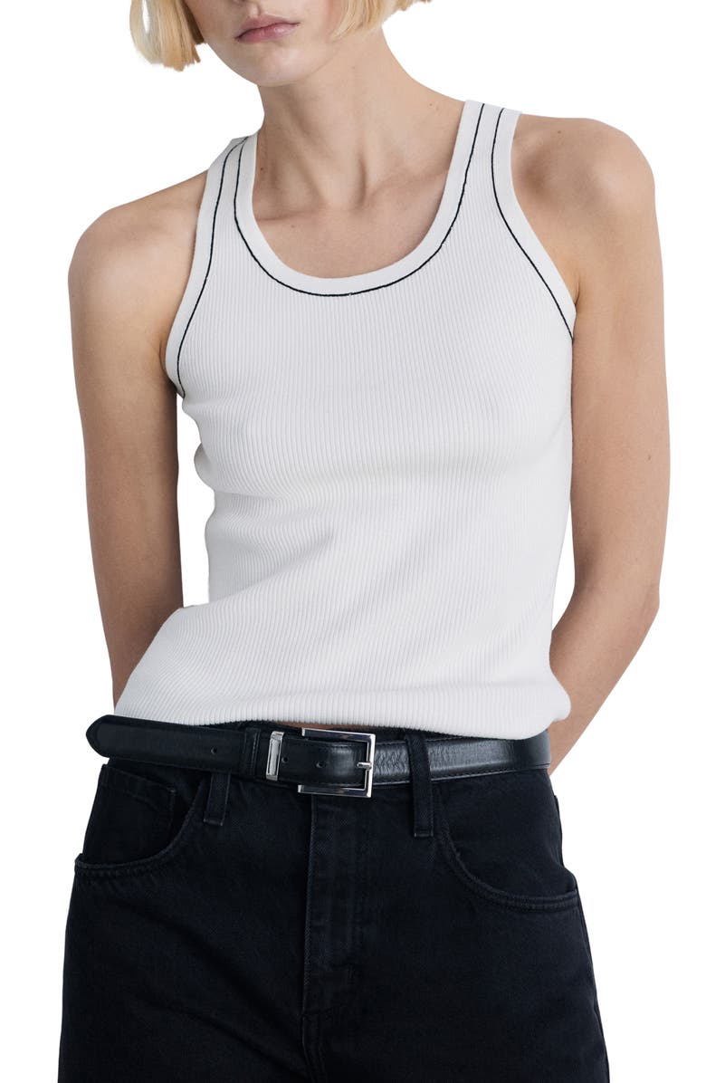 MANGO Rib Tank, Main, color, Ecru