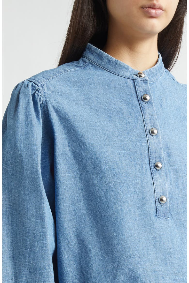 Margot Crop Chambray Top, Alternate, color, INDIGO
