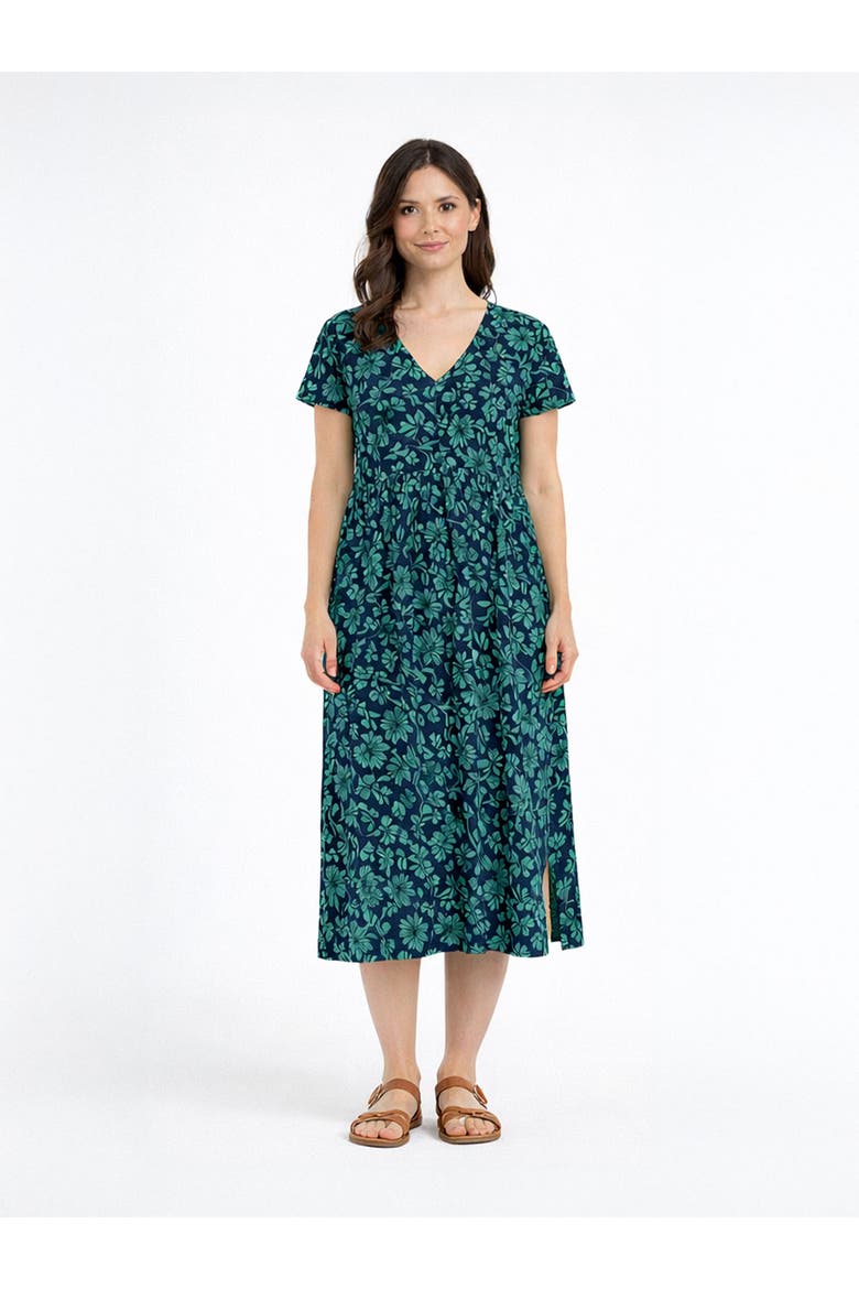 Printed Gathered-Waist Midi Jersey Dress, Main, color, Winter Western Paisley