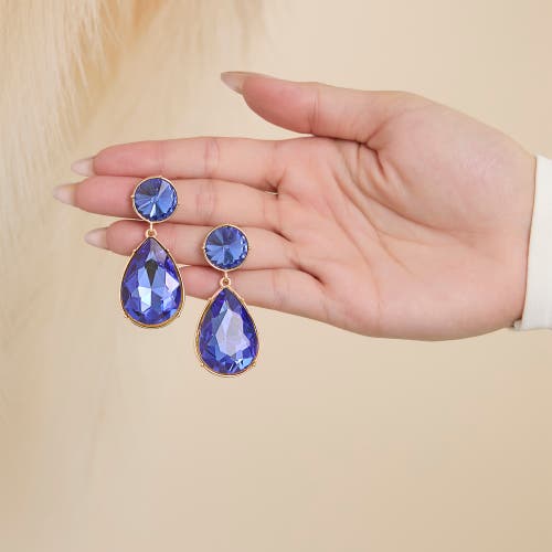 Jessica Simpson Blue Teardrop Statement Earrings In Metallic