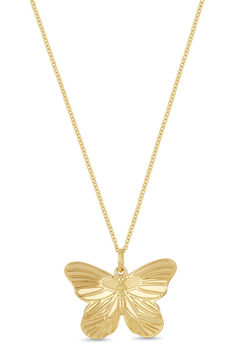 14K Yellow Gold Butterfly Pendant Necklace, Main, color, 14K YELLOW GOLD
