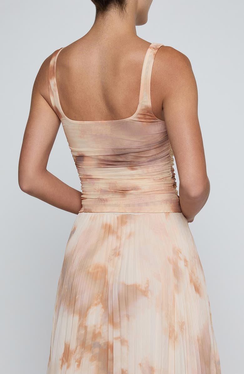 L'AGENCE Rashed Ruched Mesh Tank, Alternate, color, Frappe Multi Tie Dye