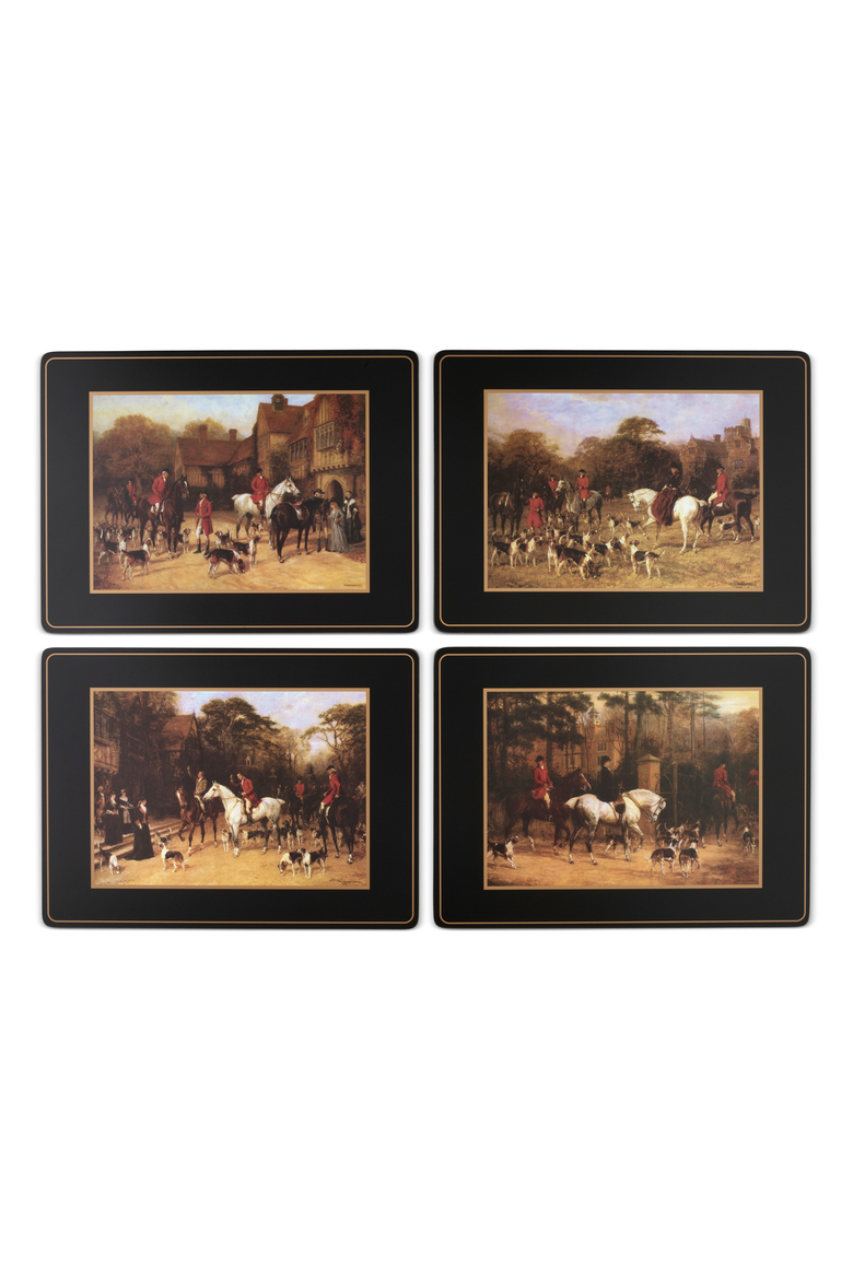 Tally Ho Set of 4 Cork Back Placemats, Alternate, color, Multi
