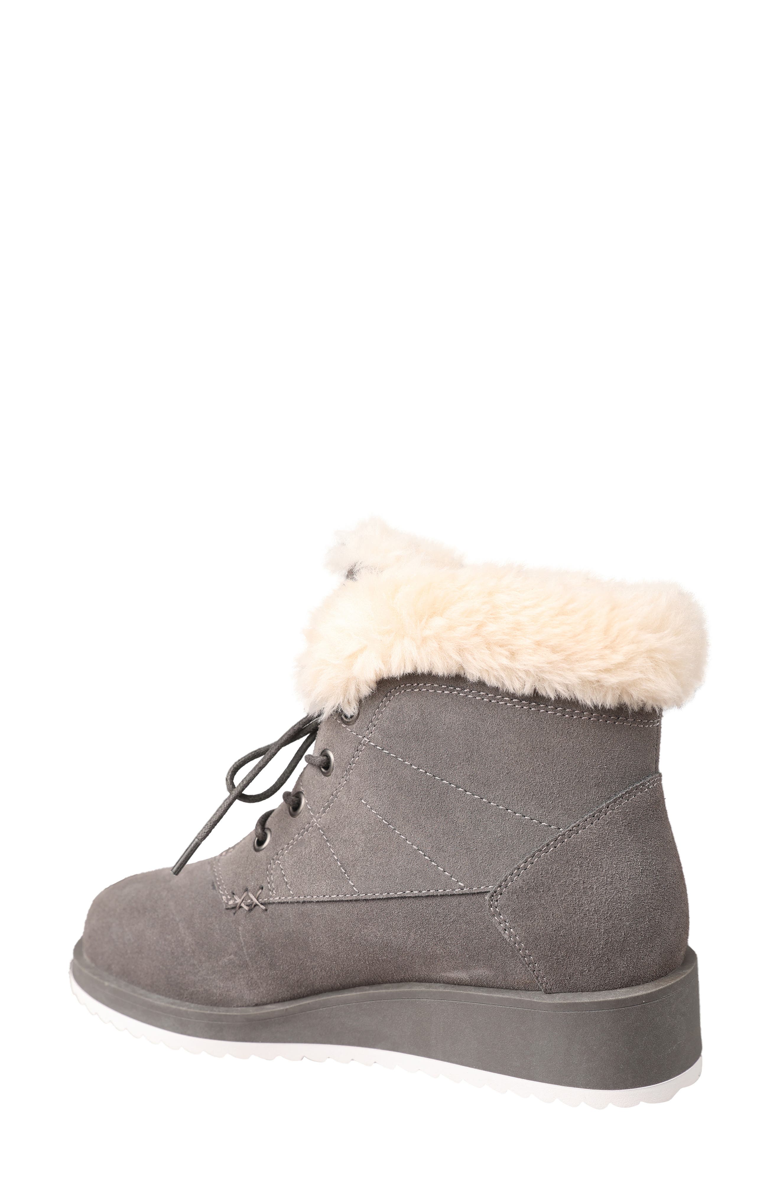 LAMO Demi Faux Shearling Wedge Bootie, Alternate, color, Charcoal