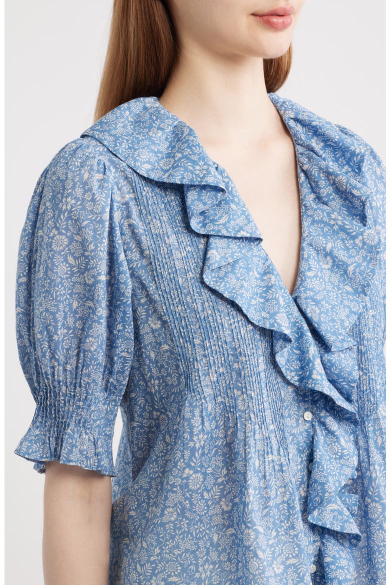 Henry Floral Print Ruffle Top, Alternate, color, BLUE GARDEN BLOOM