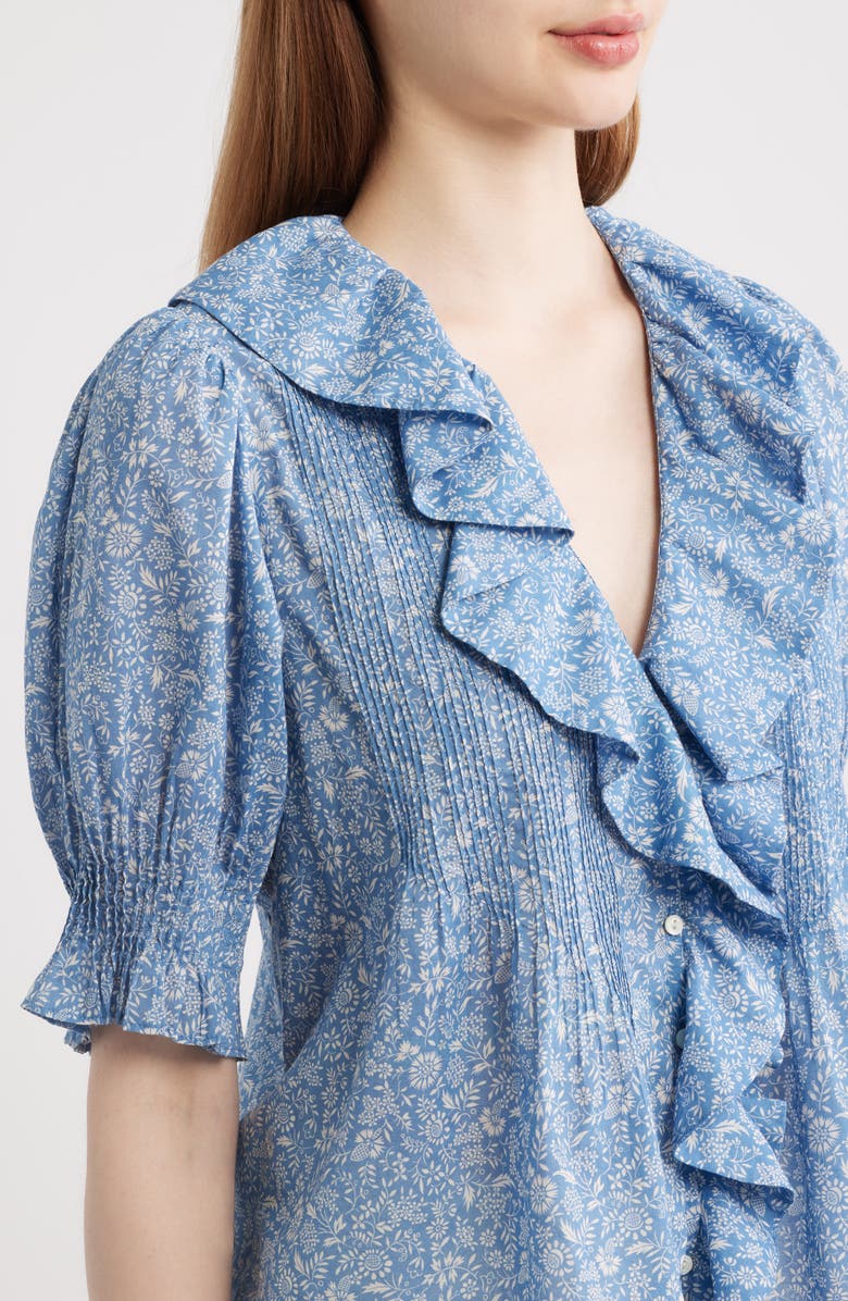 DÔEN Henry Floral Print Ruffle Top, Alternate, color,
