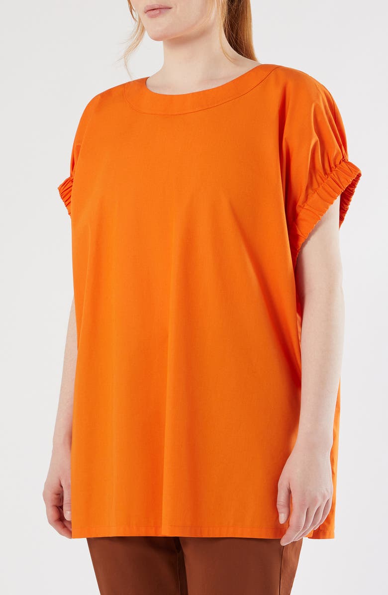 Marina Rinaldi Epoca Cotton Poplin Top, Main, color, Tangerine