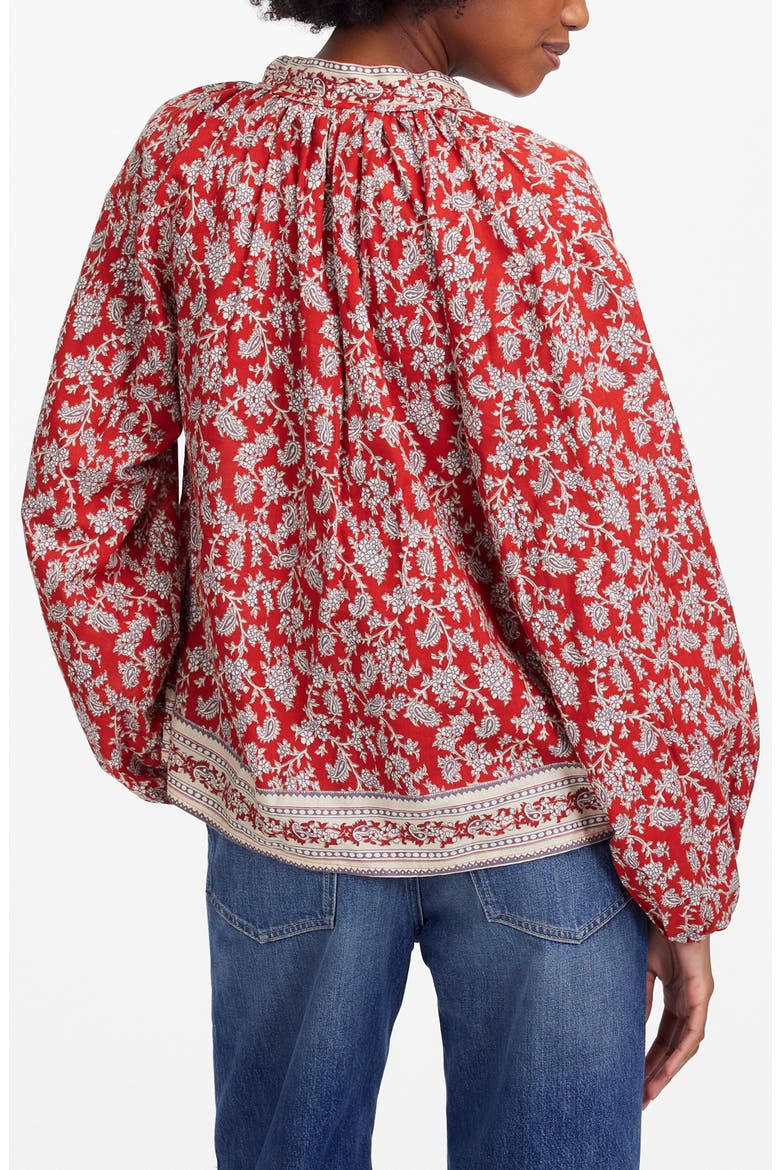 Paisley Shirred Popover Top, Alternate, color, GROUND MADDER