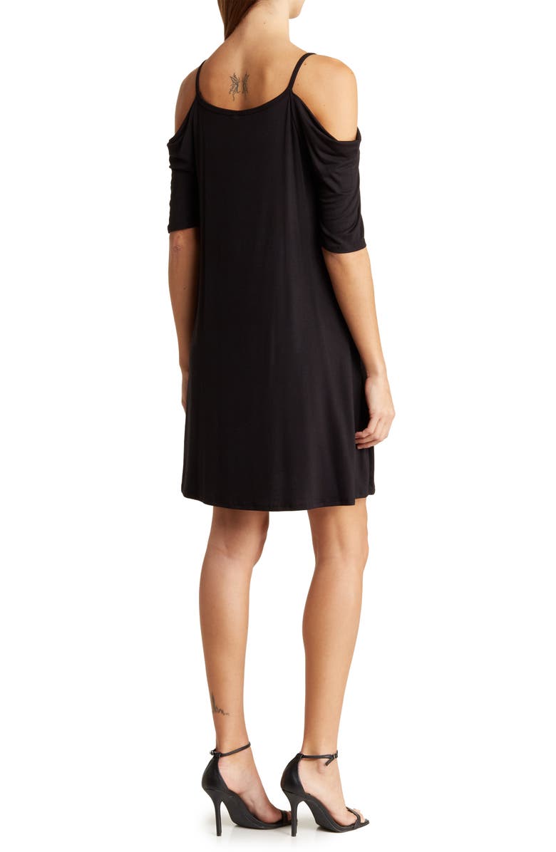 GO COUTURE Cold Shoulder Minidress, Alternate, color, Black