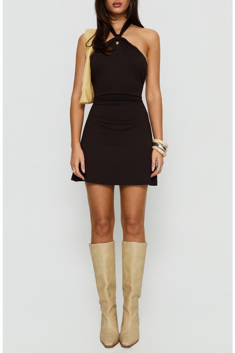 Korie Halter Minidress, Main, color, CHOCOLATE