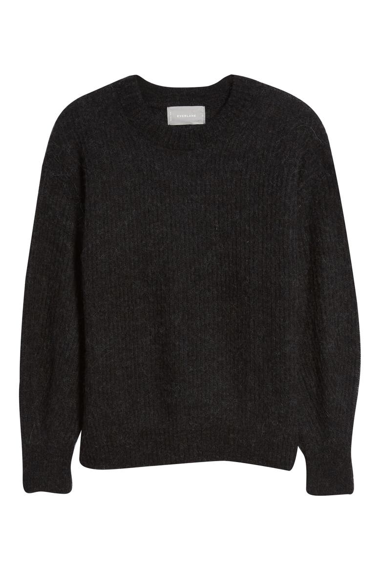 The Oversize Alpaca Blend Crewneck Sweater, Main, color, HEATHER BLACK