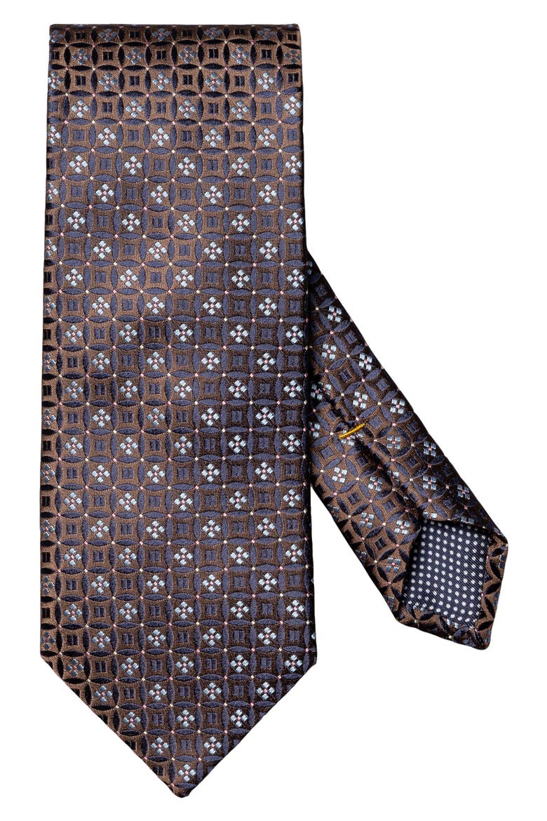 Floral Medallion Silk Tie, Main, color, MEDIUM BROWN