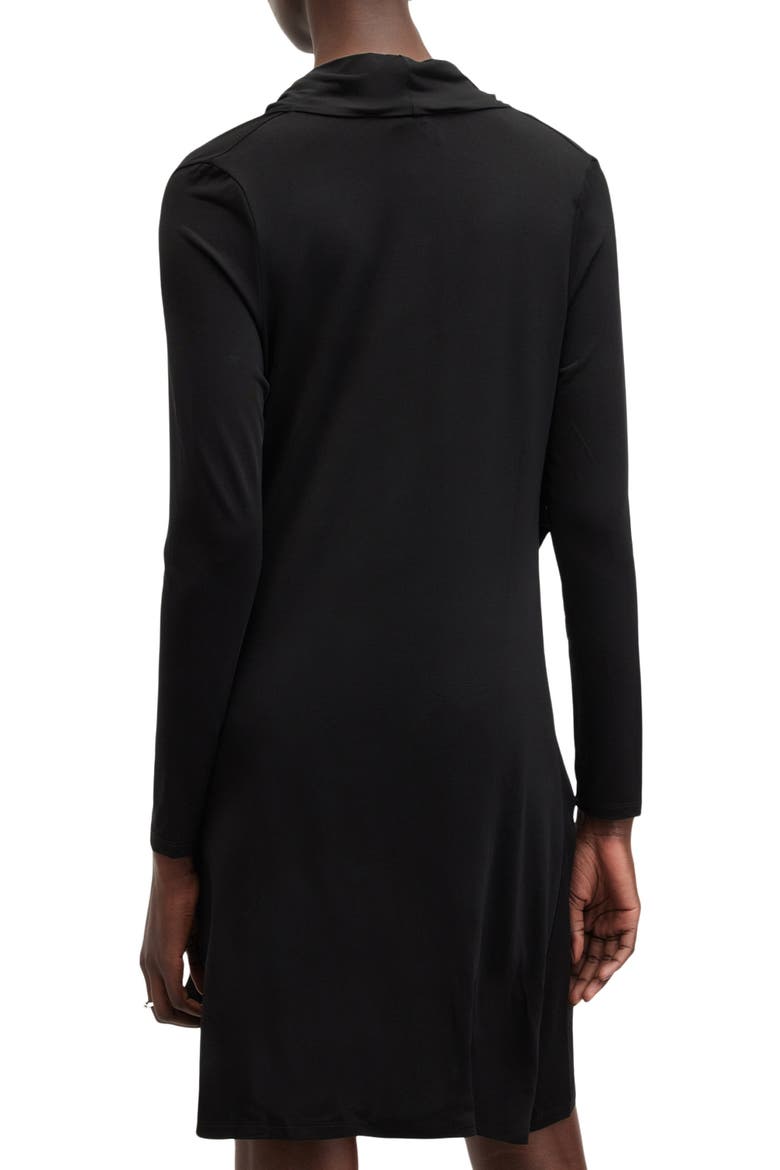 Amei Draped Long Sleeve Minidress, Alternate, color, BLACK