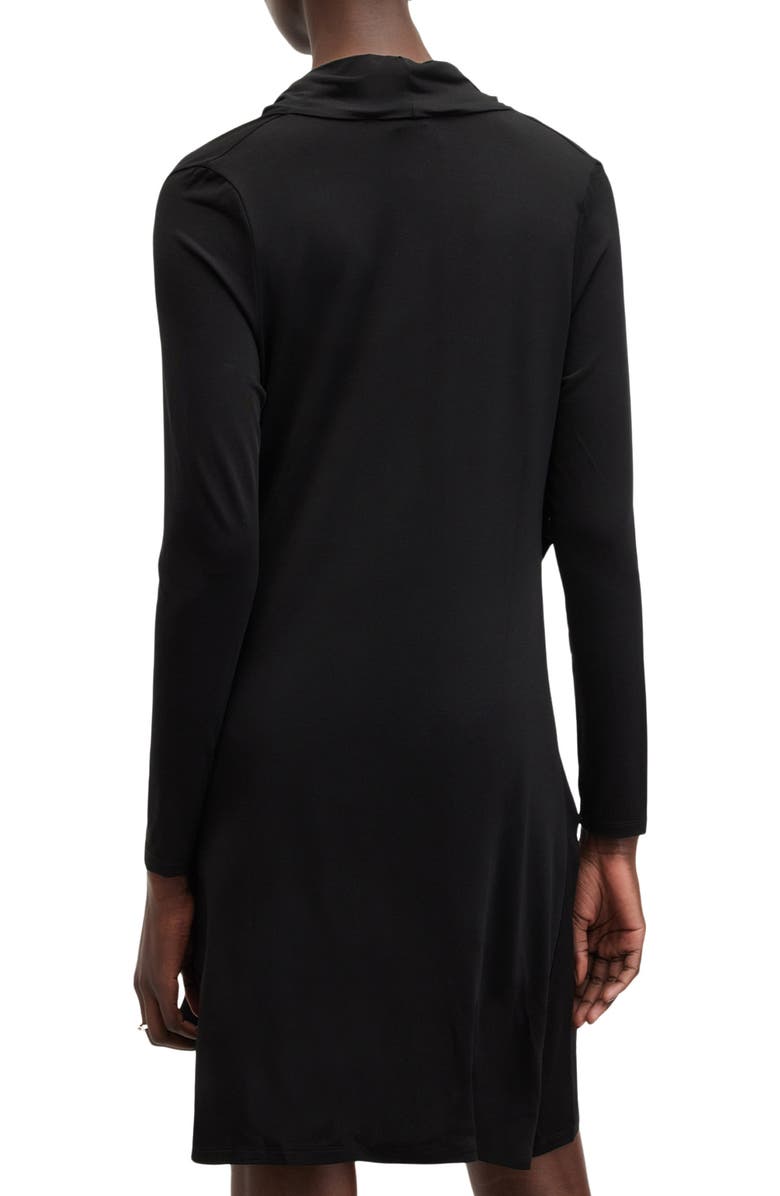 AllSaints Amei Draped Long Sleeve Minidress, Alternate, color, Black
