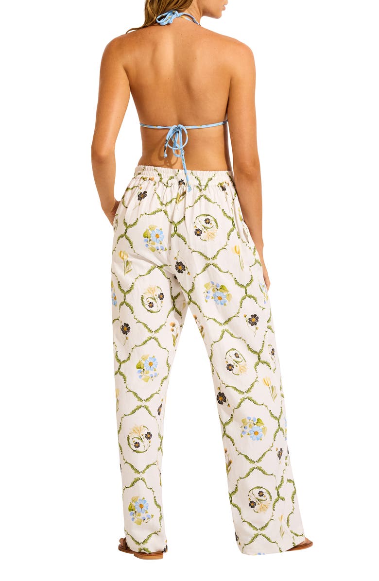 Seafolly Linen Blend Wide Leg Cover-up Pants, Alternate, color, White