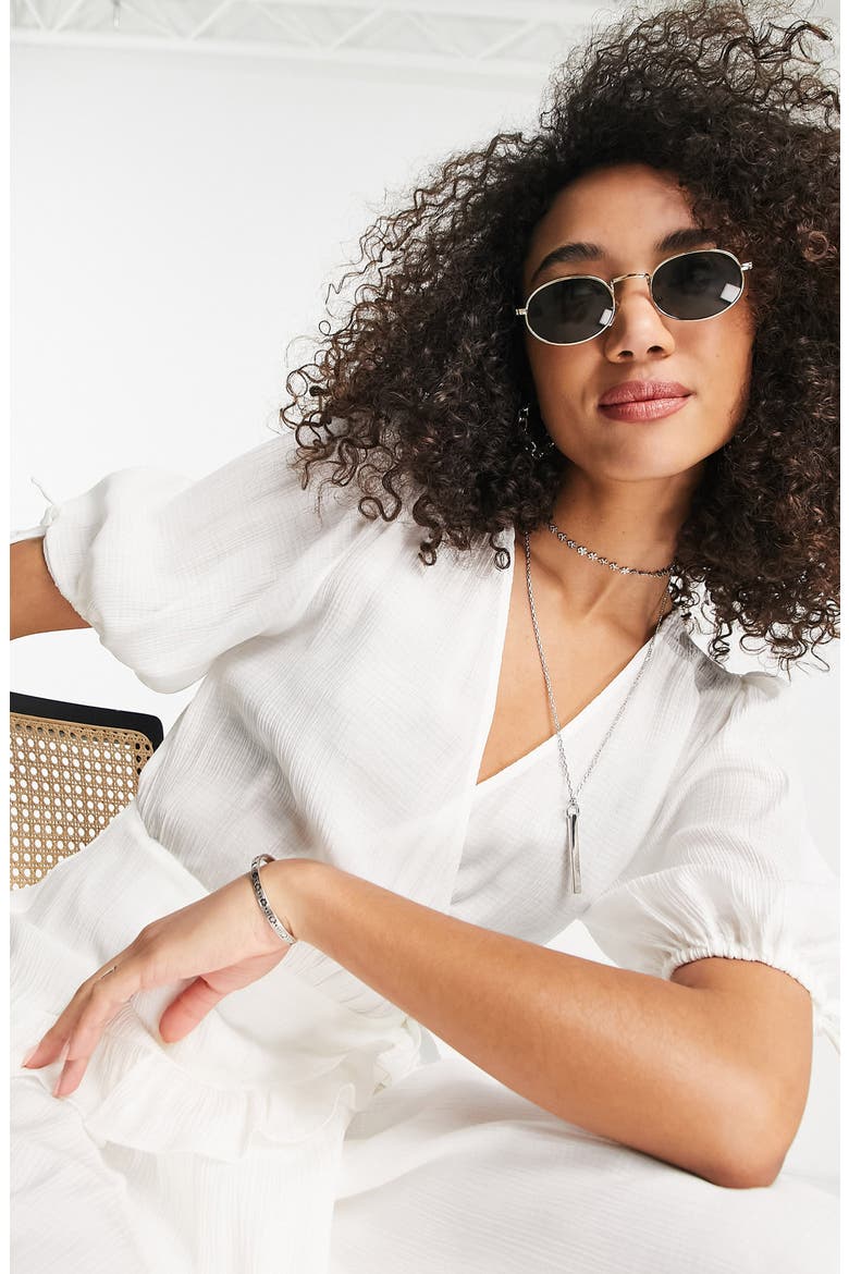 Crinkle Texture Wrap Front Dress, Alternate, color, IVORY