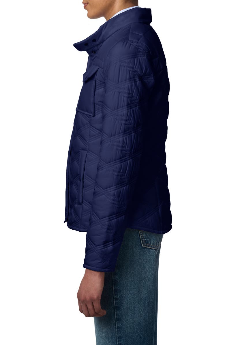 Bernardo Triple Stitch Diamond Quilted Recycled Polyester Jacket, Alternate, color, Navy