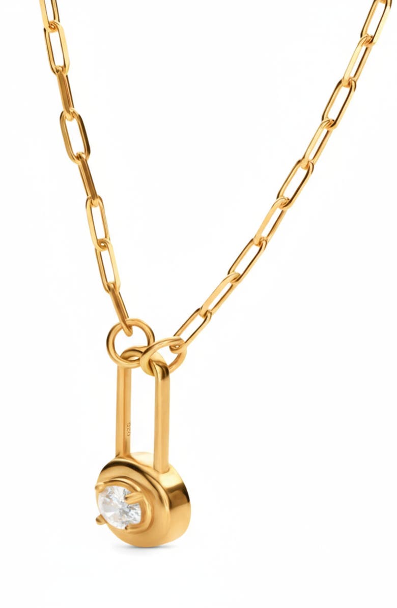 Oak & Luna Lock & Luna Charm with Oval Cut Moissanite in Gold, Alternate, color, Gold Vermeil